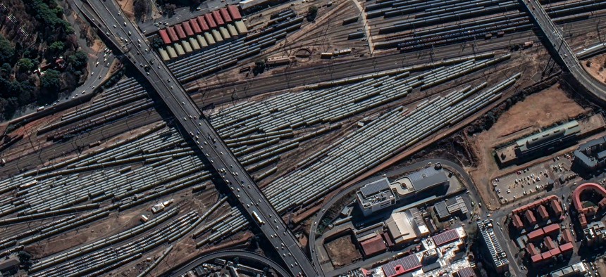  A 2024 photo of a rail yard in Johannesburg, South Africa, taken by a Maxar Intelligence WorldView Legion satellite.