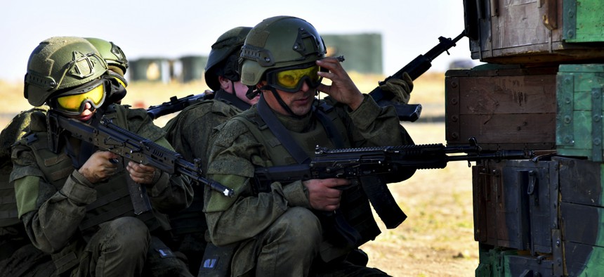 Russian Army recruits train in Rostov-on-Don, Rostov Oblast, Russia on October 4, 2024.