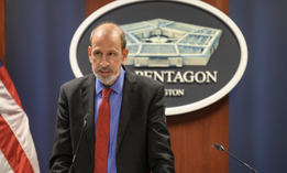 Under Secretary of Defense Comptroller Mike McCord speaks during a press conference presenting the 2021 Department of Defense's audit results at the Pentagon.