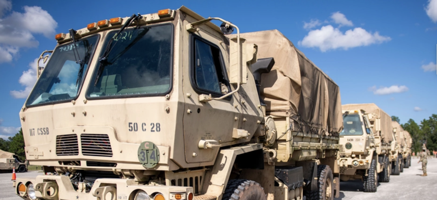 New Jersey Army National Guard Soldiers assigned to 42nd Regional Support Group arrive at Camp Blanding Joint Training Center in Starke, Fla., Oct. 11, 2024, for hurricane relief. 