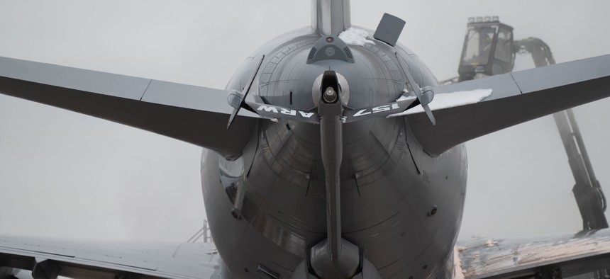 A KC-46 Pegasus at Pease Air National Guard Base, New Hampshire. 