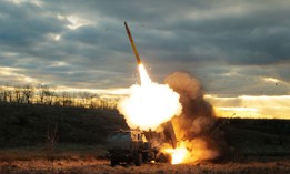 A M142 HIMARS launches a rocket on a Russian position on December 29, 2023, in Ukraine.