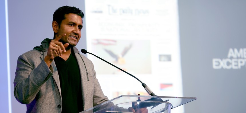 Shyam Sankar speaks at the Walter E. Washington Convention Center on May 7, 2024.