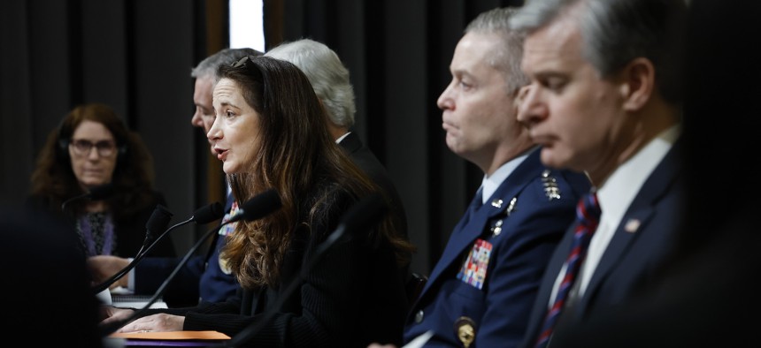 Director of National Intelligence Avril Haines testifies at a hearing with the House Select Intelligence Committee on March 12, 2024 in Washington, DC.