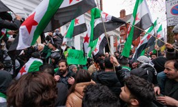 Six days after Russia's Dec. 1 airstrikes on rebel positions in Idlib, Syria, protestors demonstrated in front of the Russian embassy in London, UK.