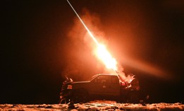 Ukrainian mobile air defense troops fire a machine gun at Russian drones during a night patrol in Chernihiv Oblast, Ukraine, on December 2, 2024.