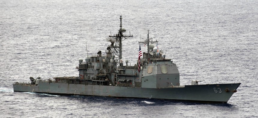 The guided missile cruiser Cowpens in 2012. The ship was later repaired and refitted—and never deployed again.