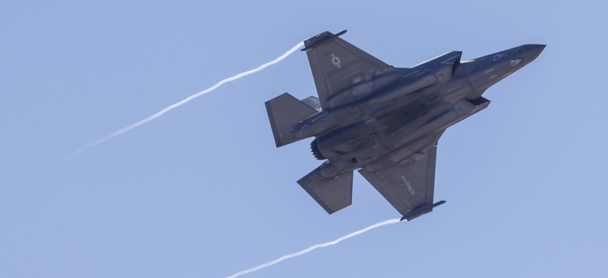 In this 2022 photo, an F-35B Lightning II with 3rd Marine Aircraft Wing, based at Marine Corps Air Station Miramar, California, conducts an aerial demonstration during the 2022 MCAS Air Show at MCAS Miramar, Sept. 24, 2022. 