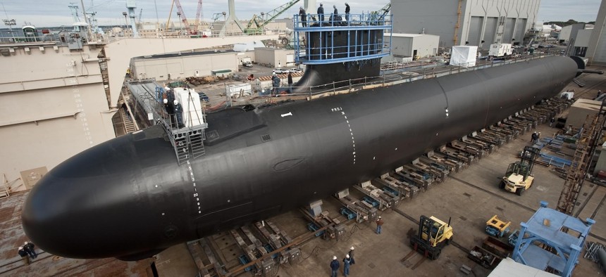 In this 2012 photo, the Virginia-class attack submarine Minnesota (SSN 783) is under construction at Huntington Ingalls Newport News Shipbuilding in Virginia.