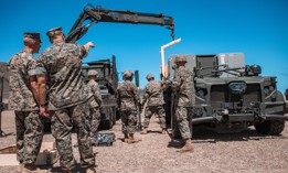 Marine Commandant Gen. Eric Smith observes Marines with 3rd Marine Littoral Combat Team, 3rd Marine Littoral Regiment, perform a loading drill of a Navy/Marine Expeditionary Ship Interdiction System on Marine Corps Base Hawaii, Sept. 12, 2024.