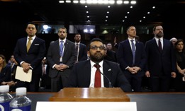 Kash Patel, President Donald Trump’s nominee to be director of the FBI, arrives to testify during his confirmation hearing before the Senate Judiciary Committee on January 30, 2025.