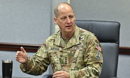 Vice Chief of Space Operations Gen. Michael Guetlein speaks with students at the Pentagon, Aug. 9, 2024. 