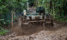 The Armored Multi-Purpose Vehicle undergoes tests in Panama.