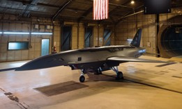 An Anduril YFQ-44A production-representative test vehicle sits in a testing chamber at Costa Mesa, Calif.