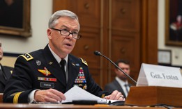 USSOCOM commander U.S. Army Gen. Bryan P. Fenton testifies at a House Armed Services Subcommittee hearing on U.S. Special Operations Forces on April 9, 2025.