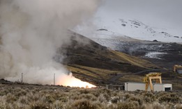 A static fire test of the Sentinel intercontinental ballistic missile stage-one solid rocket motor at Northrop Grumman's facility in Promontory, Utah, March 6, 2025. 
