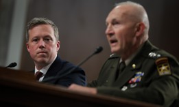 Army Secretary Daniel Driscoll testifies alongside Army chief Gen. Randy George during a Senate Committee on Armed Services on June 5, 2025. 