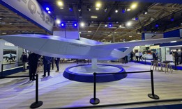 The General Atomics YFQ-42A on display at the Paris Air Show.