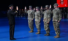 Army Chief Gen. Randy George administers the Oath of Office to four new U.S. Army lieutenant colonels during a Detachment 201: The Army’s Executive Innovation Corps commissioning ceremony at Joint Base Myer-Henderson Hall, Va., June 13, 2025. 