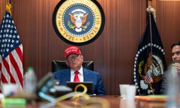 In this handout provided by the White House, President Donald Trump and Secretary of State Marco Rubio sit in the Situation Room on June 21, 2025.