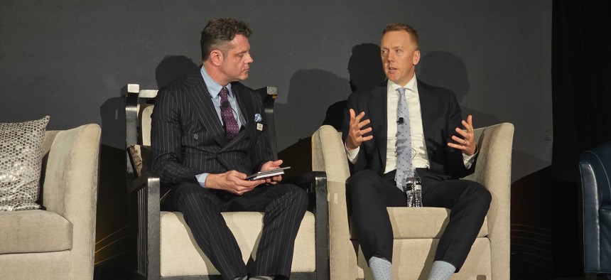 The author interviews Anduril President Chris Brose at the Defense One Tech Summit.