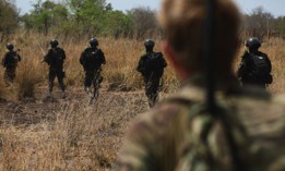 Cameroonian soldiers take part in a counter-terrorism training hosted by the International Counter-Terrorism Academy with U.S. Special Forces in Daboya, Ghana, on March 11, 2023. 