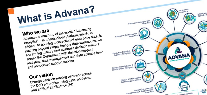 Part of the Chief Digital and Artificial Intelligence Office's "Advana 101" briefing deck.