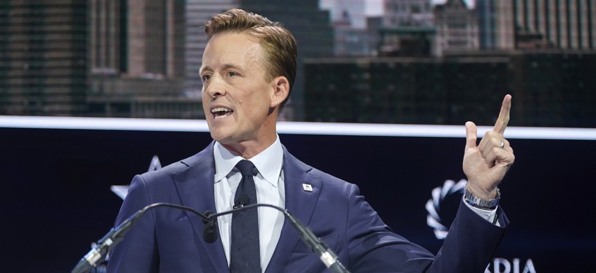 Sean Cairncross, then-CEO of the Millenium Challenge Corporation, speaks onstage during the 2019 Concordia Annual Summit September 24, 2019. Cairncross, now the national cyber director, said at the Sept. 9 Billington Summit that the U.S. needs to send a message that certain behaviors in cyberspace are unaccpetable.