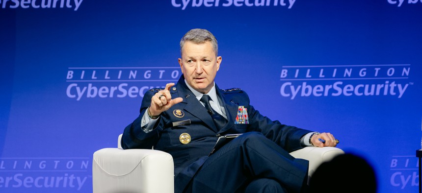 Gen. Dan Caine, CJCS, speaks at the Billington cyber conference outside Washington, D.C., on Sept. 10, 2025.