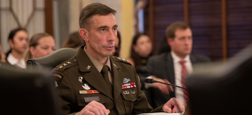Lt. Gen. Paul Stanton,  director of Defense Information Systems Agency, testifies before the Senate Armed Services Committee in May 2025.