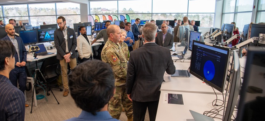 Space Force leaders visit Space System Command’s Space Domain Awareness Tools, Applications, and Processing (TAP) Lab facility in Colorado Springs, Colo., Jan. 29, 2025. A detachment opened in Maui, Hawaii, in May.