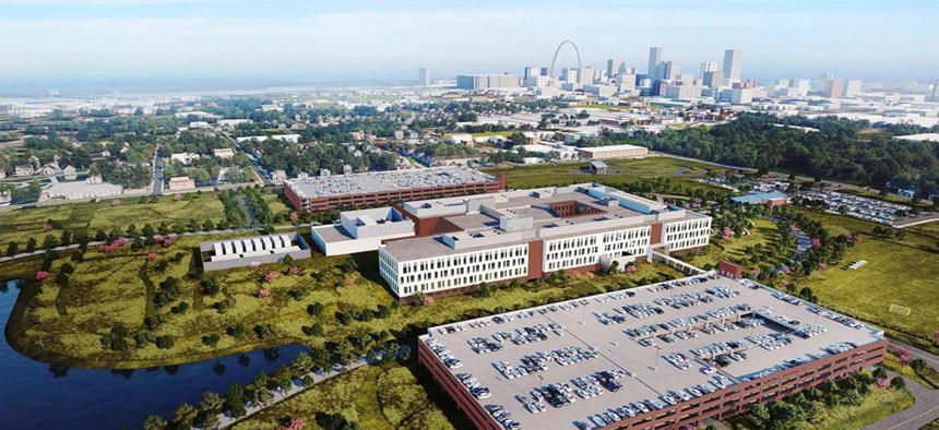 Artist's drawing of the new National Geospatial-Intelligence Agency facility in St. Louis, Missouri.
