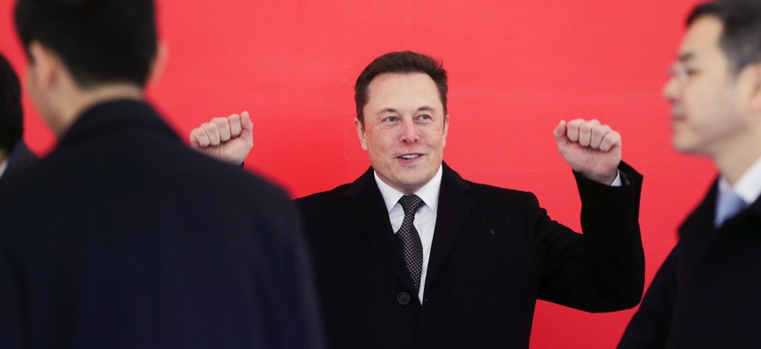 Elon Musk attended the groundbreaking ceremony of the Tesla Shanghai gigafactory in Shanghai, China, on Jan. 7, 2019.