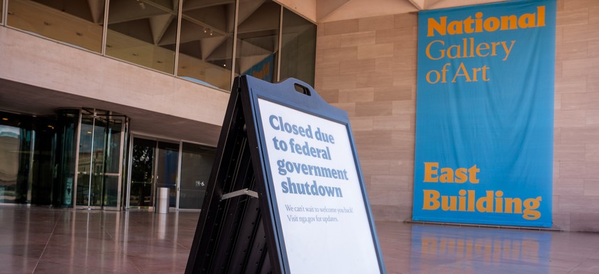 The National Gallery of Art in Washington, D.C., is closed on Oct. 6, 2025 due to the government shutdown. The government remains shut down after Congress failed to reach a funding deal last week.