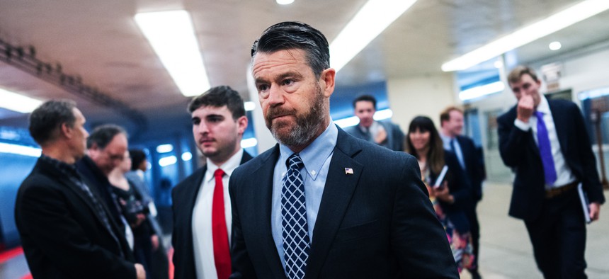 Funding for biosciences research is being pushed by Sen. Todd Young, R-Ind., seen here in the U.S. Capitol on May 22, 2025. 