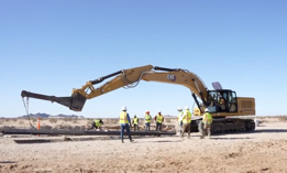 Construction on a 15-mile border fence at the Barry M. Goldwater Training Range in Arizona. 