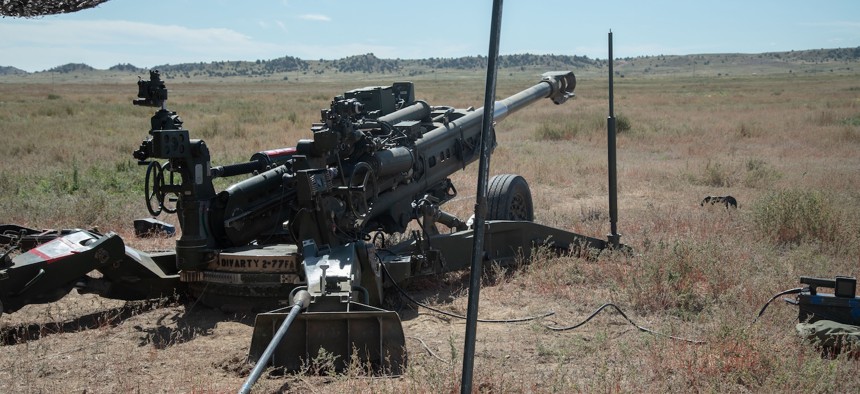 An M777 howitzer stands ready following a live-fire exercise conducted by Charlie Battery, 2nd Battalion, 77th Field Artillery Regiment, Division Artillery, 4th Infantry Division, during Ivy Sting 1 at Fort Carson, Colo., Sept. 16, 2025.