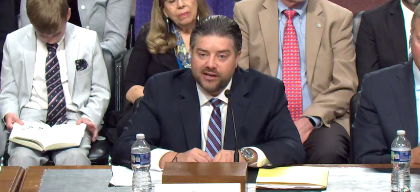 James Caggy, the nominee for assistant defense secretary for mission capabilities, testified at his Senate confirmation hearing on Oct. 28, 2025.