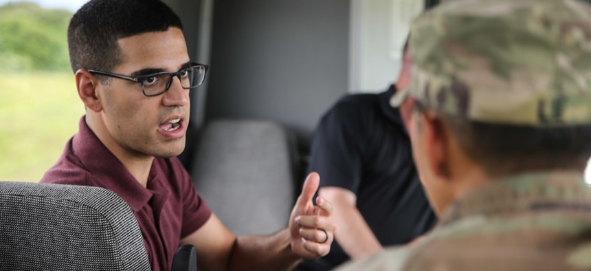 Alex Velez-Green tours Marine Corps Base Camp Blaz during a visit to Guam as a Congressional staffer, August 12, 2022.