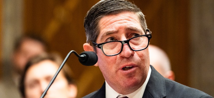 OPM Director Scott Kupor speaks during a hearing with the Senate Committee on Homeland Security and Governmental Affairs on Capitol Hill on April 03, 2025 in Washington, DC.