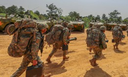 Troops of the People's Liberation Army set up for a live-fire exercise in Fuzhou City, Jiangxi Province, China, on November 9, 2025.