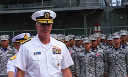 A 2023 photo of Rear Adm. Derek Trinque at Royal Thai Fleet Headquarters in Thailand.