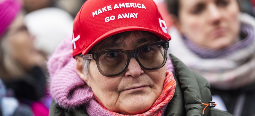  Protesters on City Square during a protest in support of Greenland on January 17, 2026 in Copenhagen, Denmark.