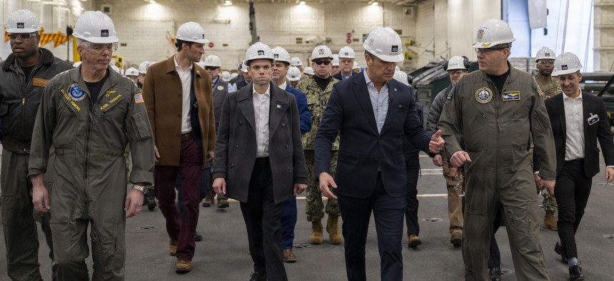 Defense Secretary Pete Hegseth tours a shipyard in Newport News, Virginia, Jan. 5, 2026.