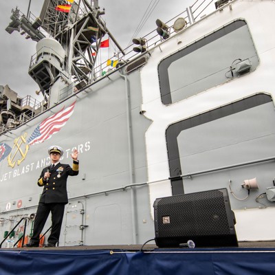 Adm. Daryl Caudle issued a direct call for transparent contracting with the maritime industrial base.