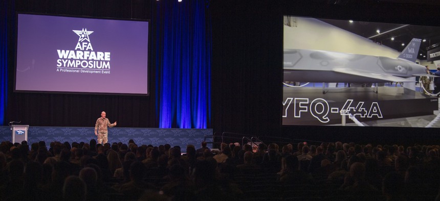 Air Force Chief of Staff Gen. David Allvin speaks at the Air and Space Forces Association Warfare Symposium in Aurora, Colo., March 3, 2025.