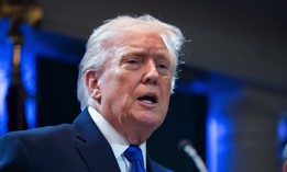U.S. President Donald Trump answers questions during a press briefing held at the White House February 20, 2026, in Washington, DC. 