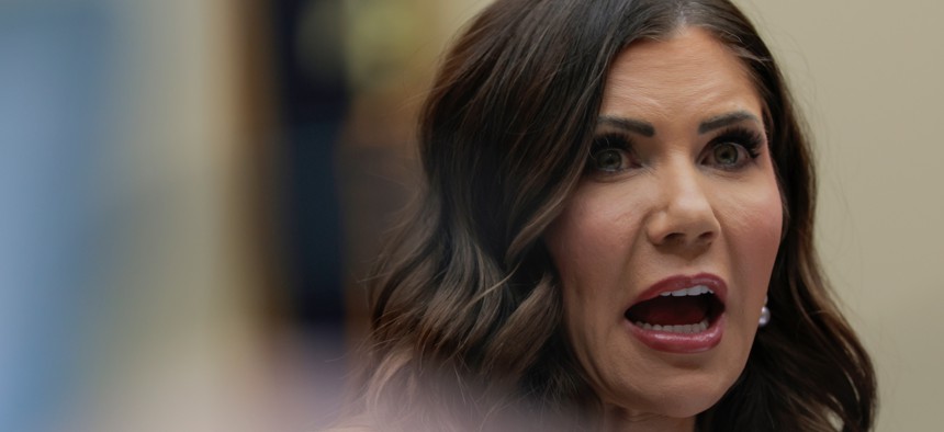 Homeland Security Secretary Kristi Noem testifies before the House Judiciary Committee in the Rayburn House Office Building on March 4, 2026, in Washington, D.C. 