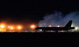 A U.S. Air Force B-52H Stratofortress bomber taxis for takeoff in support of Operation Epic Fury, March 2, 2026. 