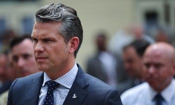 U.S. Secretary of Defense Pete Hegseth tours an exhibit of Multi-Domain Autonomous systems at the Pentagon on July 16, 2025.